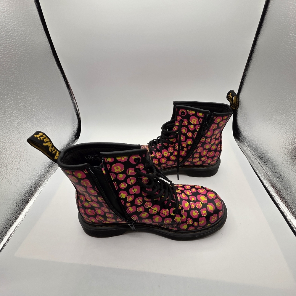 Doc Martens Kids Skull Boots Pink Yellow Kids 4US 3UK - Picture 4 of 13